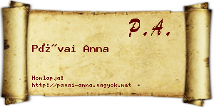Pávai Anna névjegykártya