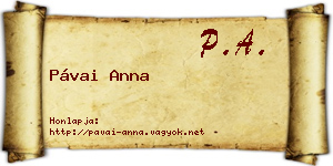 Pávai Anna névjegykártya